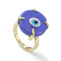 Lampwork Evil Eye Open Cuff Ring&nbsp;RJEW-M147-01LG-01