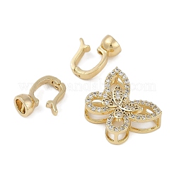 Brass Micro Pave Clear Cubic Zirconia Fold Over Clasps&nbsp;FIND-U017-14G