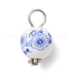 Handmade Flower Printed Porcelain Ceramic Pendants&nbsp;PALLOY-JF03928