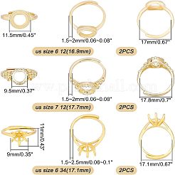 6Pcs 3 Style Adjustable Brass Finger Ring Components&nbsp;FIND-FH0004-23