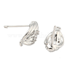 Brass Micro Pave Cubic Zirconia Stud Earring Findings&nbsp;LS-KK-U015-07P
