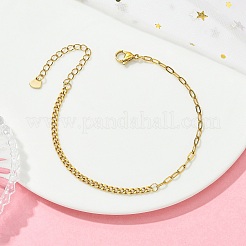 304 Stainless Steel Curb Chain & Paperclip Chain Bracelets&nbsp;BJEW-JB14161-01