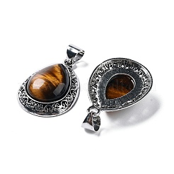 Natural Tiger Eye Teardrop Pendants&nbsp;G-A093-03AS-03