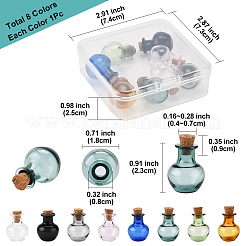 8Pcs 8 Colors Round Glass Cork Bottles Ornament&nbsp;BOTT-FS0001-04