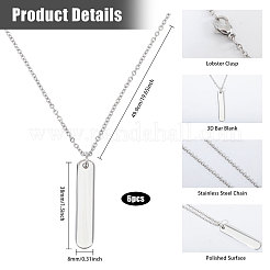 6Pcs 304 Stainless Steel Pendant Necklace&nbsp;NJEW-CA0001-20P