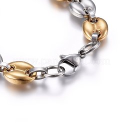 201 Stainless Steel Coffee Bean Chain ID Bracelets&nbsp;BJEW-O168-09GP