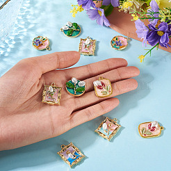 10Pcs 5 Styles Rack Plating Alloy Enamel Pendants&nbsp;ENAM-TA0003-33