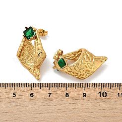 Conch 304 Stainless Steel Glass Stud Earrings&nbsp;LS-EJEW-M105-04G