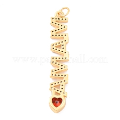 Eco-Friendly Brass Micro Pave Cubic Zirconia and Glass Pendants&nbsp;KK-K268-39G