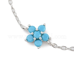 S925 Silver Flower Inlaid Green Turquoise Bracelet Sweet and Lovely&nbsp;XT0862-4