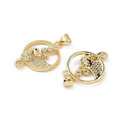 Brass Micro Pave Cubic Zirconia Pendants&nbsp;KK-S337-03G