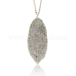 Antique Silver Tone Alloy Enamel Leaf Pendants&nbsp;ENAM-J034-01AS