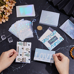 100Pcs 4 Styles Rectangle Laser PP Name Card Holders&nbsp;ABAG-CY0001-04