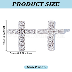 2 Pairs Brass Micro Pave Clear Cubic Zirconia Stud Earrings for Women&nbsp;EJEW-LP0001-57P