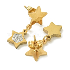 Ion Plating(IP) 304 Stainless Steel Star Dangle Stud Earrings&nbsp;EJEW-G400-42G-01