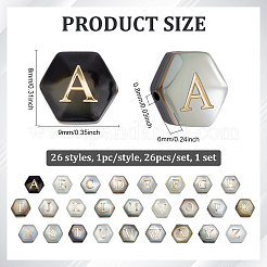 26Pcs 26 Styles Natural Black Shell Hexagon Beads&nbsp;FIND-PH0027-79