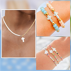 2 Strands Cross Natural Freshwater Shell Beads Strands&nbsp;SSHEL-SC0001-22