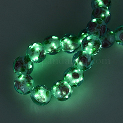 Luminous Handmade Lampwork & Glitter Powder Beads Strands&nbsp;LAMP-Q041-01D
