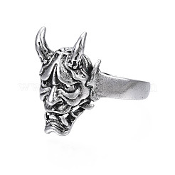 Alloy Devil Mask Shape Open Cuff Ring for Men Women&nbsp;RJEW-T009-48AS