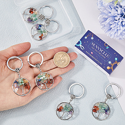 6Pcs Natural/Synthetic Mixed Gemstone Keychain&nbsp;KEYC-SC0001-09