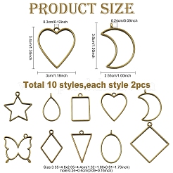 20Pcs 10 Styles Rack Plating Alloy Open Back Bezel Pendants&nbsp;FIND-YW0005-29