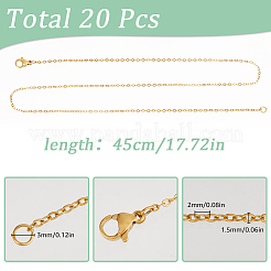20Pcs Classic Plain 304 Stainless Steel Flat Cable Chain Necklaces Set&nbsp;NJEW-SC0001-22