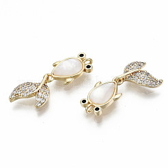Brass Micro Pave Clear Cubic Zirconia Pendants&nbsp;KK-S356-197G-NF