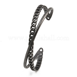 316 Surgical Stainless Steel Criss Cross Cuff Bangles&nbsp;BJEW-C125-09AS
