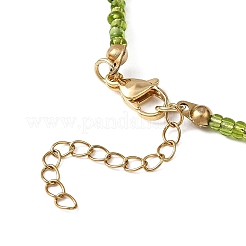 6Pcs 6 Colors Saint Patrick's Day Brass Clover Pendant Glass Seed Beaded Necklaces for Women&nbsp;NJEW-JN05642