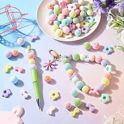 75Pcs 5 Styles Flocking Acrylic Beads&nbsp;OACR-TA0005-01