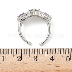 Brass Micro Pave Cubic Zirconia Cuff Rings&nbsp;RJEW-H256-01P