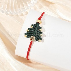 Adjustable Christmas Tree Braided Nylon String Bracelets with Brass Star&nbsp;BJEW-TA00762-02