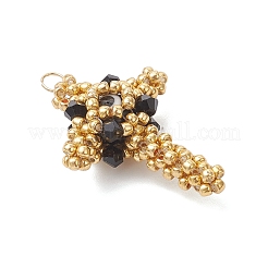 3pcs Glass Seed Beaded Cross Pendants&nbsp;PALLOY-MZ01019