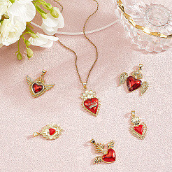 6Pcs 6 Styles Brass Enamel Pendants&nbsp;KK-BBC0019-85