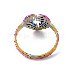 Ion Plating(IP) 201 Stainless Steel Hollow Out Heart Adjustable Ring for Women&nbsp;RJEW-C045-02M