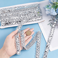 Sparkle Wave Pattern Metallic Polyester Lace Ribbon&nbsp;OCOR-WH0047-73A-01