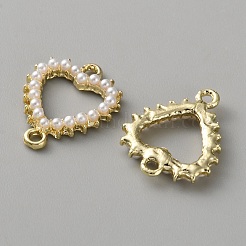 Alloy & White Plastic Pearl Links Connector Charms&nbsp;FIND-WH0365-082G-02