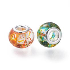Spray Painted Glass European Beads&nbsp;GPDL-R004-M1