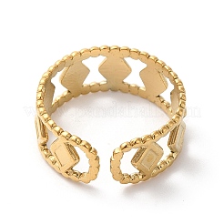 Ion Plating(IP) 304 Stainless Steel Rhombus Open Cuff Ring for Women&nbsp;RJEW-K245-44G
