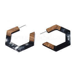 Hexagon Half Hoop Earrings for Women&nbsp;EJEW-N017-006A