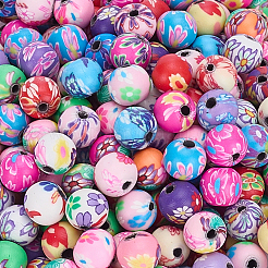 250Pcs Flower Printed Handmade Polymer Clay Beads&nbsp;CLAY-SP0001-18