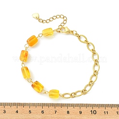 Natural Amber Rectangle Beads Link Bracelets&nbsp;BJEW-JB13668