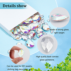 94Pcs 6 Style Pointed Back Glass Rhinestone Cabochons&nbsp;RGLA-FG0001-07