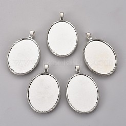 Tibetan Style Alloy Pendant Cabochon Settings&nbsp;TIBEP-5342-AS-LF