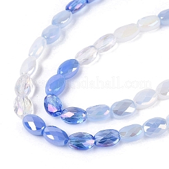 Electroplate Imitation Jade & Opaque & Transparent Glass Beads Strands&nbsp;EGLA-Q135-4x6MM-01B