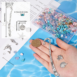 DIY Sea Animal Alloy & Gemstone Chip Bookmarks Making Kits&nbsp;DIY-SC0027-61