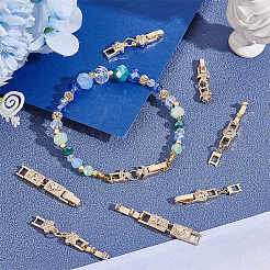 8Pcs 4 Styles Brass Micro Pave Clear Cubic Zirconia Fold Over Clasps&nbsp;KK-UN0005-23