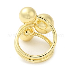 Rack Plating Brass Triple Round Ball Open Cuff Rings&nbsp;RJEW-D015-03G