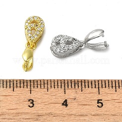 Rack Plating Brass Micro Pave Clear Cubic Zirconia Ice Pick Pinch Bails&nbsp;KK-K340-13