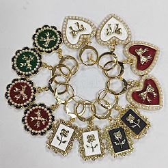 Alloy Enamel Heart/Rectangle/Flower Pendant Locking Stitch Markers&nbsp;HJEW-AB00024